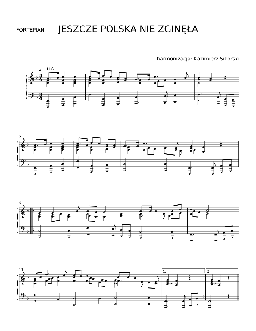 jeszcze-polska-nie-zgin-a-kazimierz-sikorski-sheet-music-for-piano