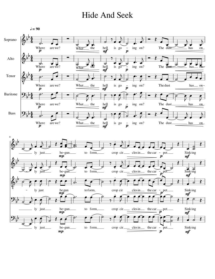 Hide And Seek by Imogen Heap - Choir - Digital Sheet Music