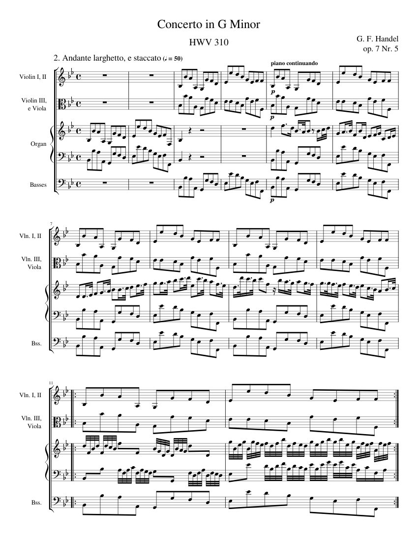 Organ Concerto in G minor HWV 310