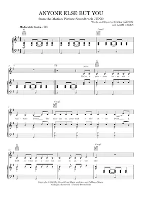 Free Anyone Else But You by Juno Movie, Michael Cera and Ellen Page, The  Moldy Peaches sheet music | Download PDF or print on Musescore.com