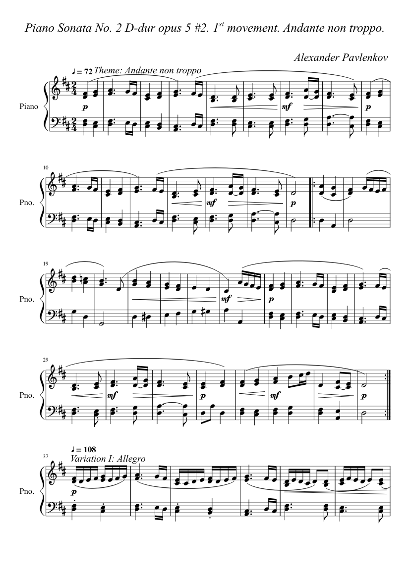 Piano Sonata No. 2. 1st movement. Andante non troppo