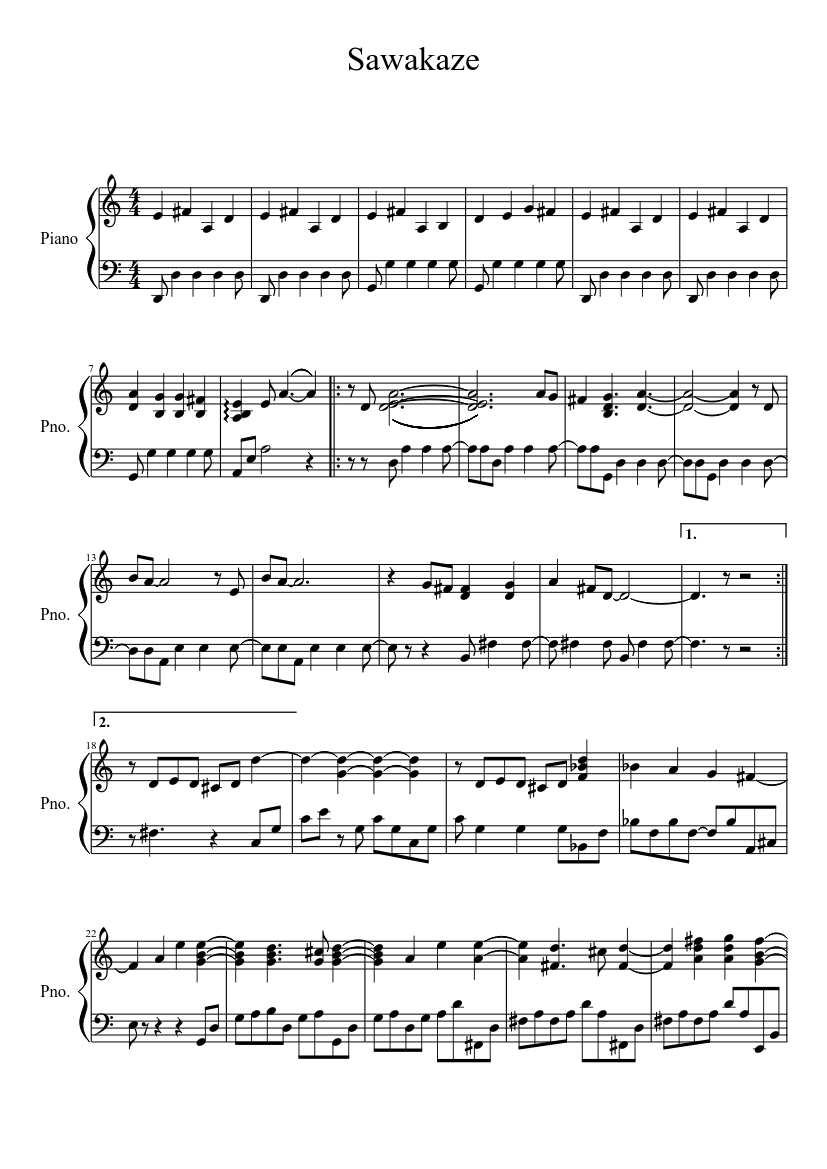 Sawakaze (Slow Version) - Kimi ni Todoke Sheet Music for Piano