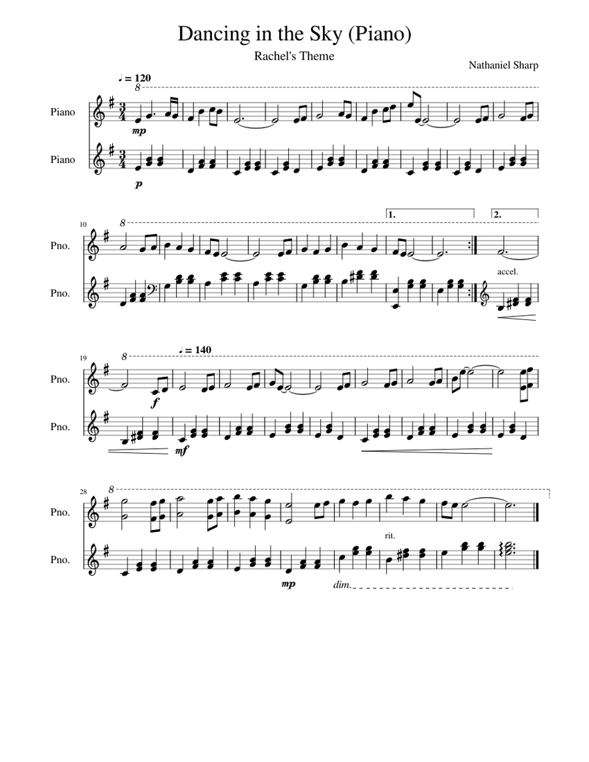 Dancing in the Sky (Piano) Sheet music for Piano (Solo) | Musescore.com