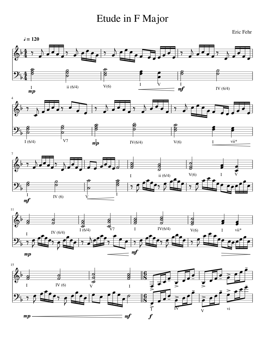 Etude in F Major Sheet music for Piano (Solo) | Musescore.com