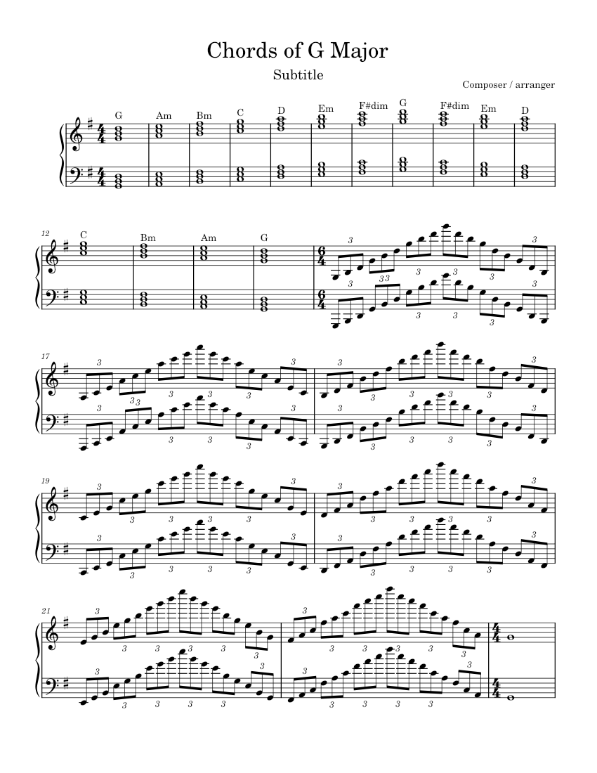 Chords of G Major Sheet music for Piano (Solo) | Musescore.com