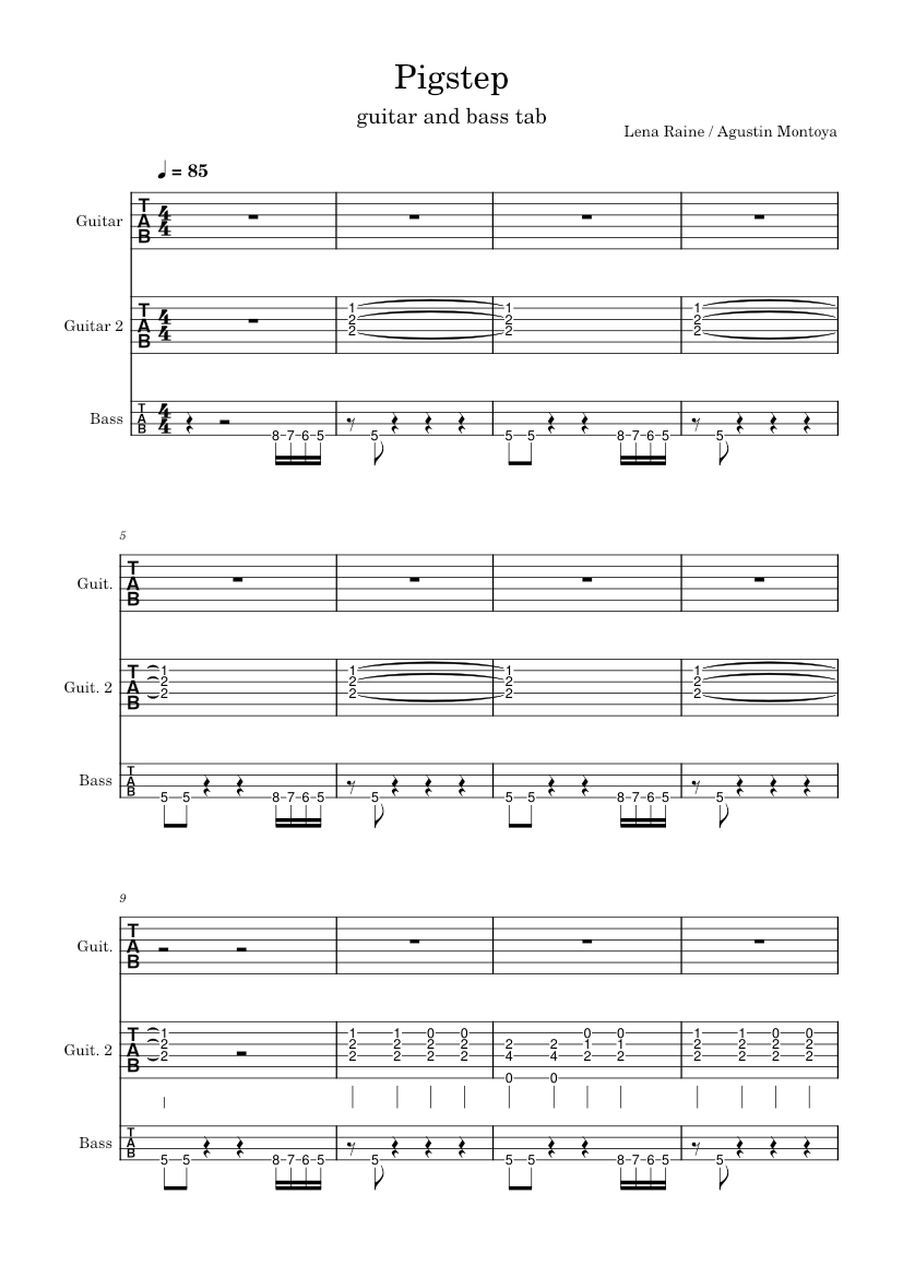 Pigstep Notes Pigstep – Lena Raine Pigstep – Guitar and Bass Tabs Sheet music for ...