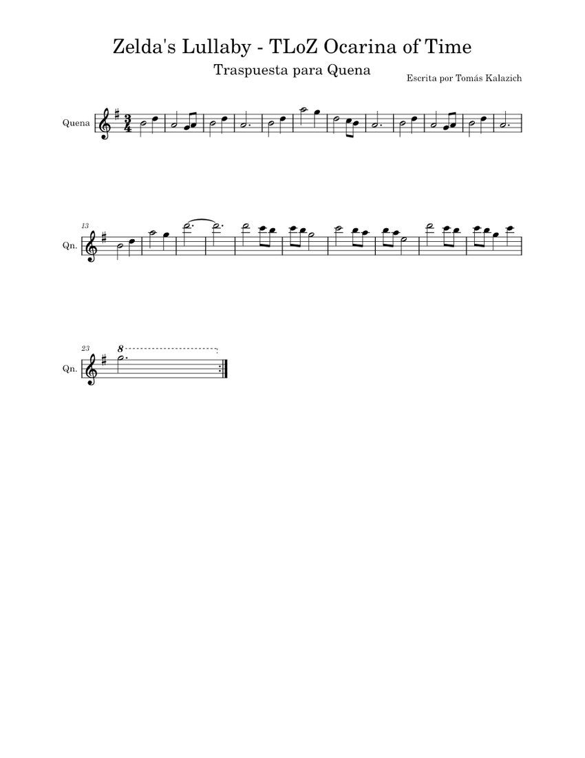 Zelda's Lullaby – Koji Kondo Zelda's Lullaby Sheet music for Flute ...