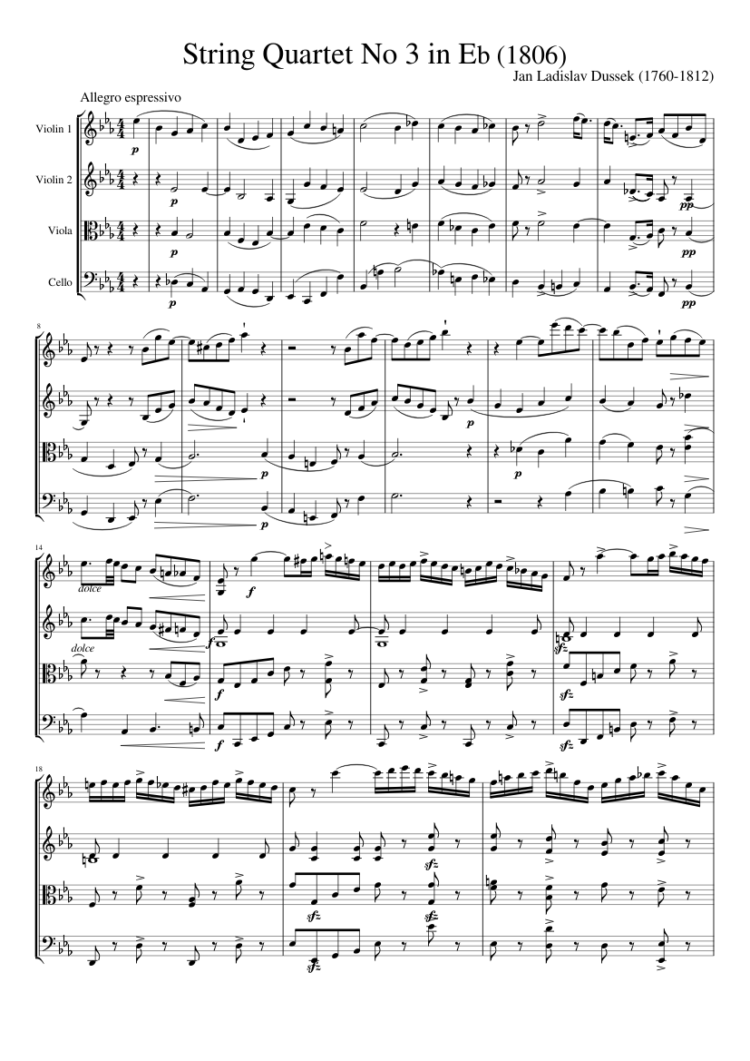 Dussek's 3rd String Quartet