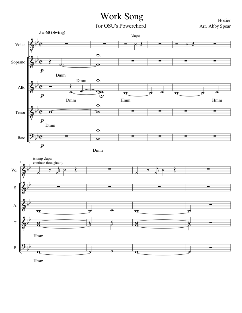Work Song Sheet Music for Soprano, Alto, Tenor, Bass voice & more