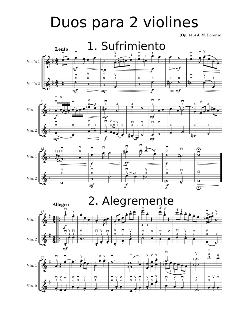 12 Duos para 2 violines Sheet music for Violin (String Duet ...