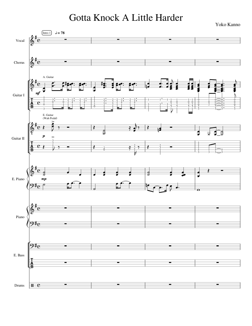 Gotta Knock A Little Harder Sheet music for Piano, Vocals, Guitar, Bass
