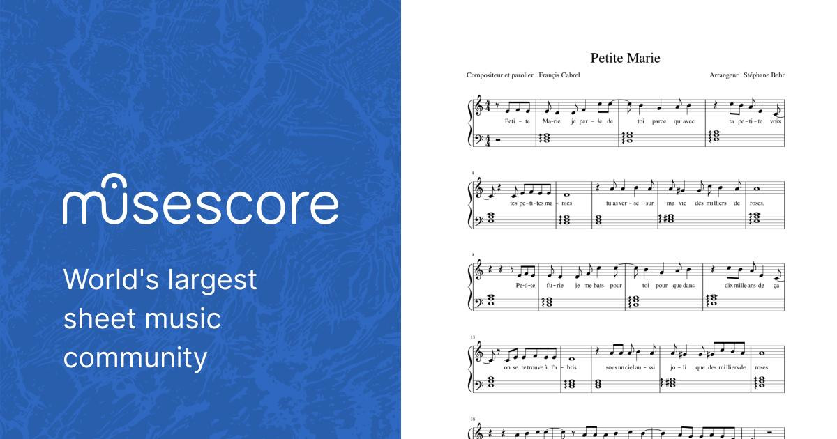 Petite Marie - Francis Cabrel Sheet music for Piano (Solo) Easy |  Musescore.com