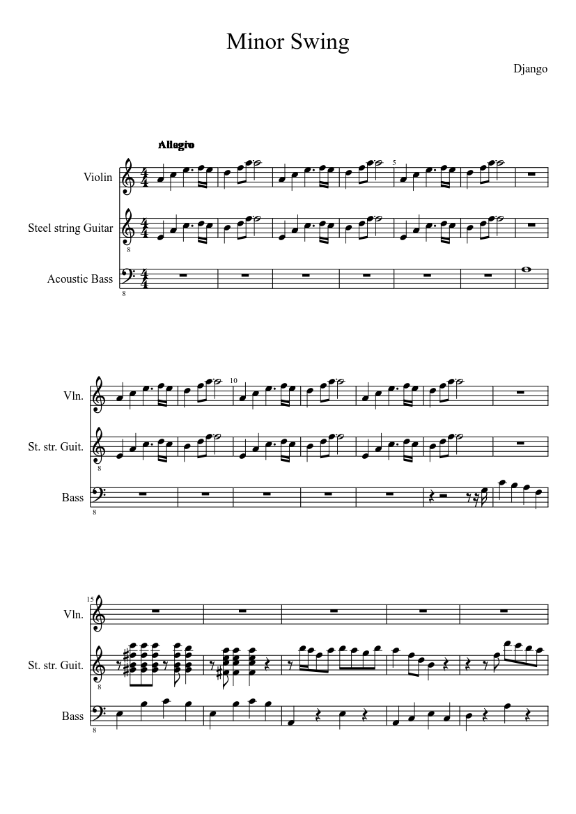 Minor Swing 1937 Sheet music for Violin (Solo) | Musescore.com