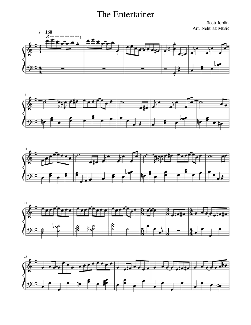 The Entertainer - Easy Sheet music for Piano (Piano Duo) | Musescore.com