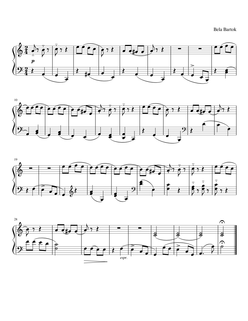 Bartok Sheet music for Piano (Solo) | Download and print in PDF or MIDI