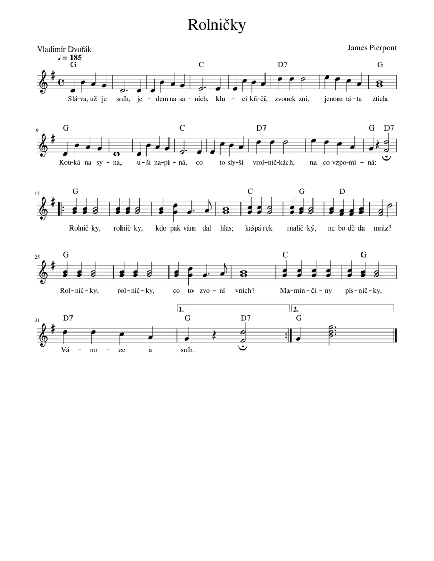 Vianocne Rolnicky Rolničky Sheet music for Piano (Solo) Easy | Musescore.com