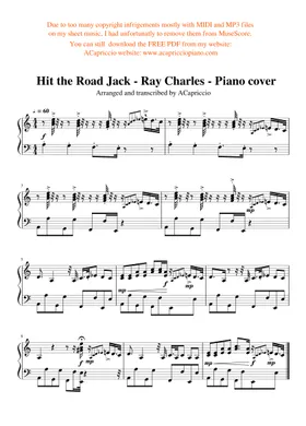 Free Hit The Road Jack by Ray Charles sheet music | Download PDF or print  on Musescore.com