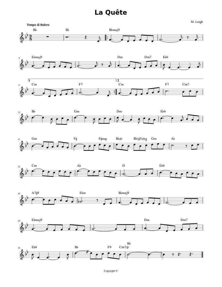 La Quete – Jacques Brel Sheet music for Trumpet other (Solo) | Musescore.com