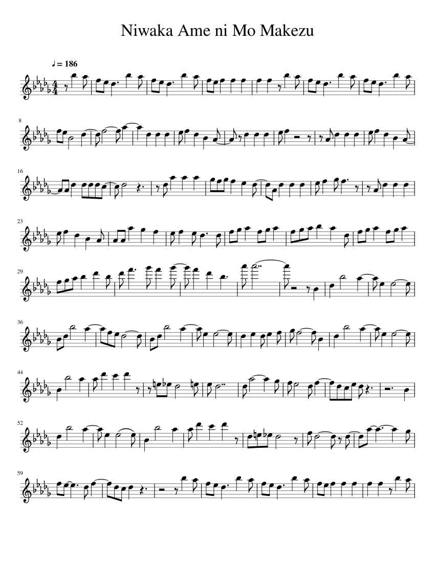 Niwaka Ame ni Mo Makezu - (Naruto Shippuden OP.13) Sheet Music for