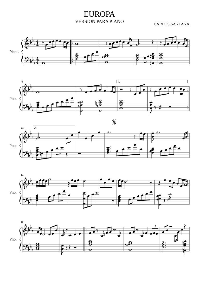 EUROPA Sheet music for Piano (Solo) | Musescore.com