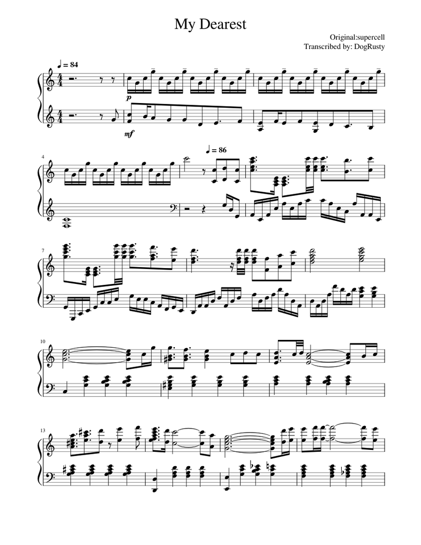 My Dearest Sheet music for Piano (Solo)