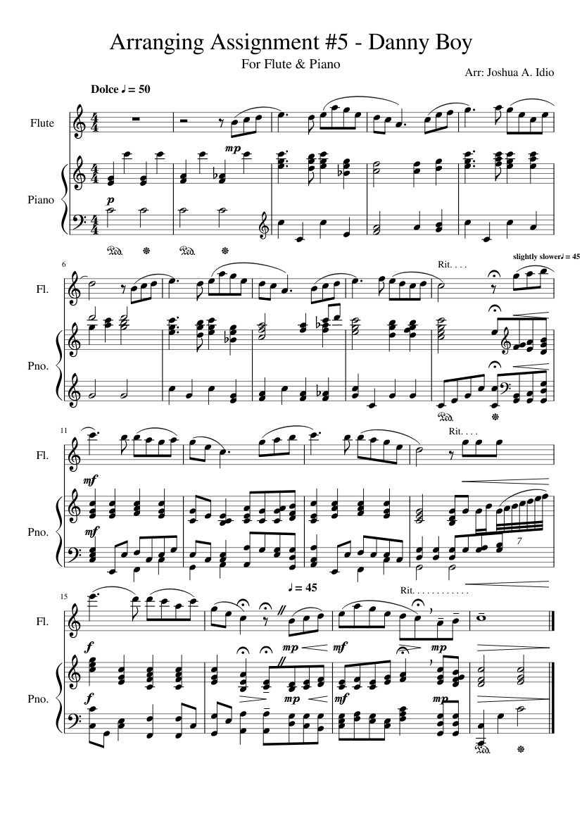 ダニー・ボーイ - フルートとピアノ 楽譜 ピアノ, フルート (ソロ