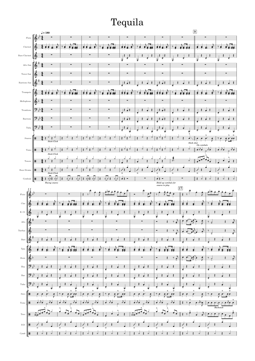 Tequila The Champs Tequila Sheet music for Trombone, Flute,