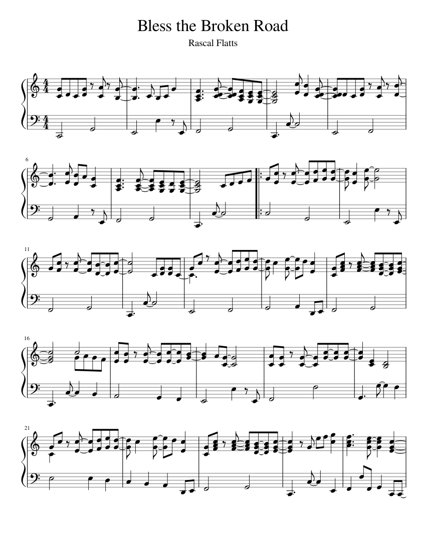 Bless_the_Broken_Road Sheet music for Piano (Solo) | Musescore.com