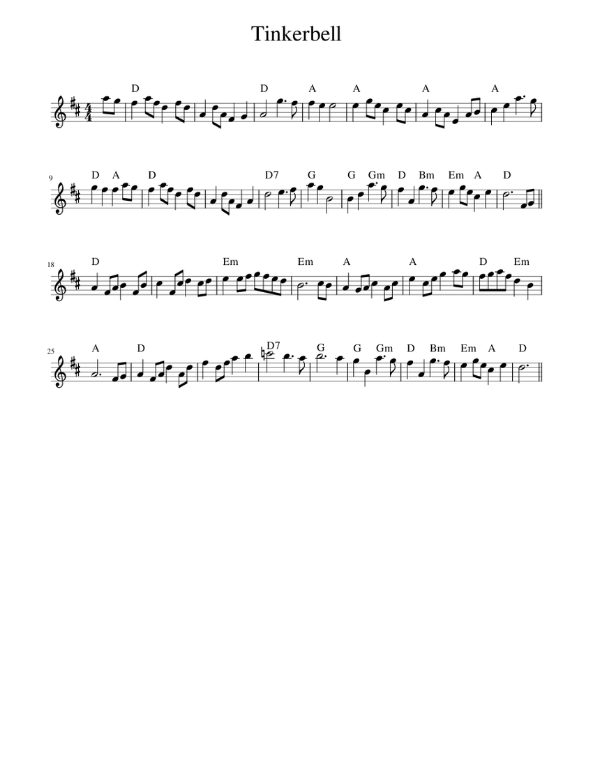Tinkerbell Sheet music for Piano (Solo) Easy | Musescore.com