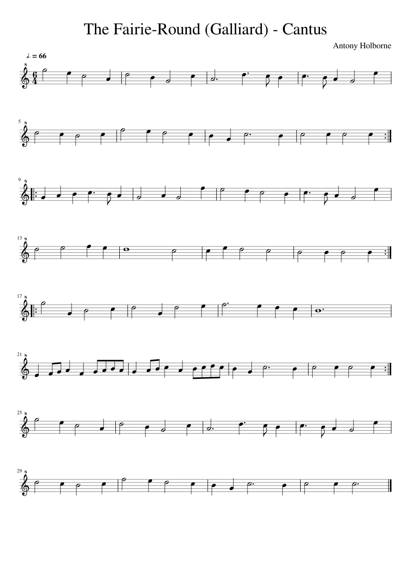 The Fairie-Round (Galliard) - Cantus only