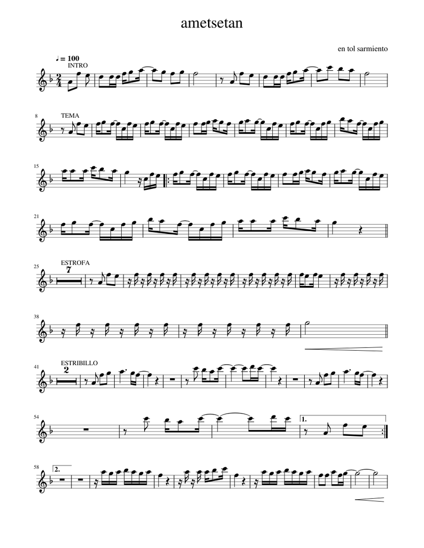 ametsetan - en tol sarmiento Sheet music for Saxophone alto (Solo ...