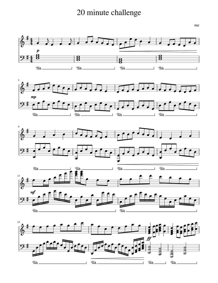 20 minute challenge Sheet music for Piano (Solo) | Musescore.com