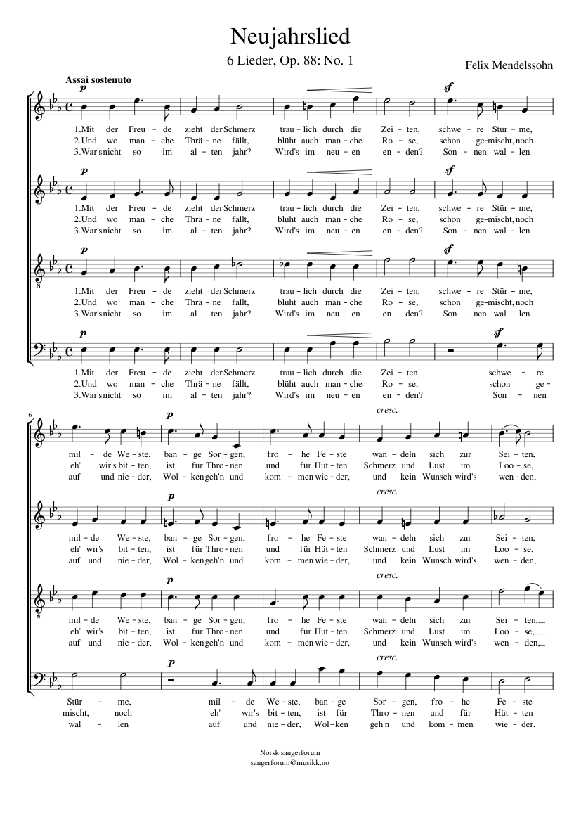 Neujahrslied Op. 88 No. 1