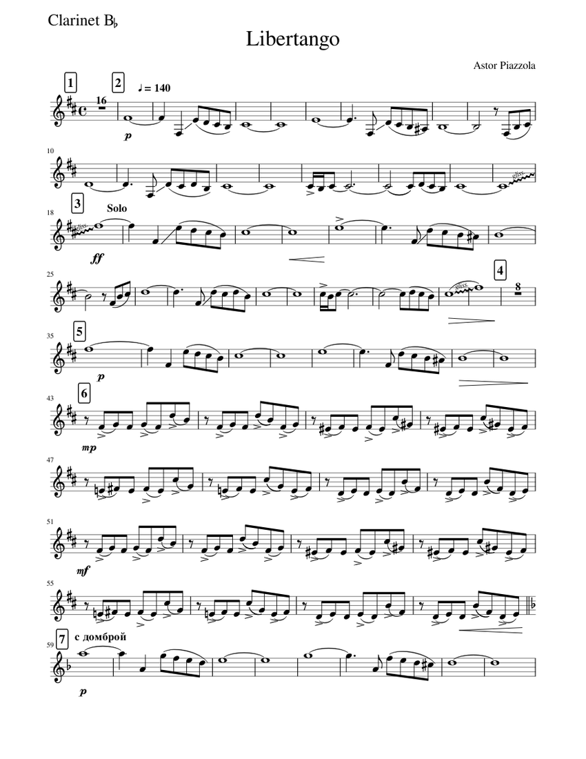 Astor Piazzola - Libertango for Clarinet Bb Sheet music for Clarinet in  b-flat (Solo) | Musescore.com