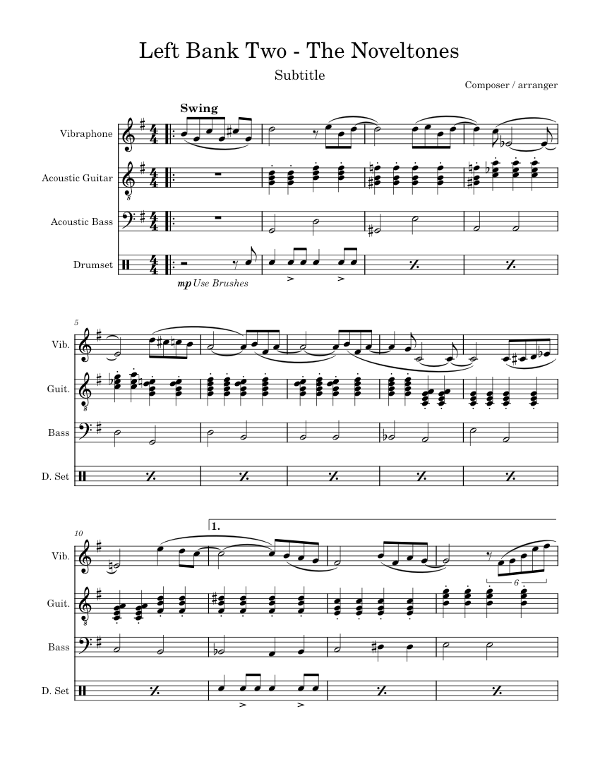 Left Bank Two [OLD] Sheet music for Vibraphone, Guitar (Mixed Duet