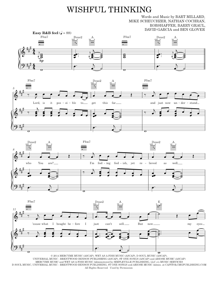 Wishful Thinking Sheet Music For Piano Vocals By Mercyme Music Notes By Musescore