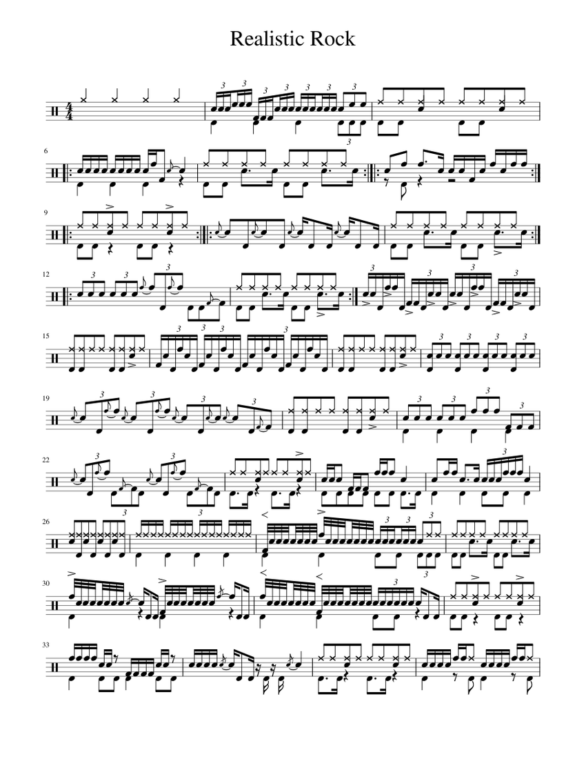 Realistic Rock Sheet music for Drum group (Solo) | Musescore.com