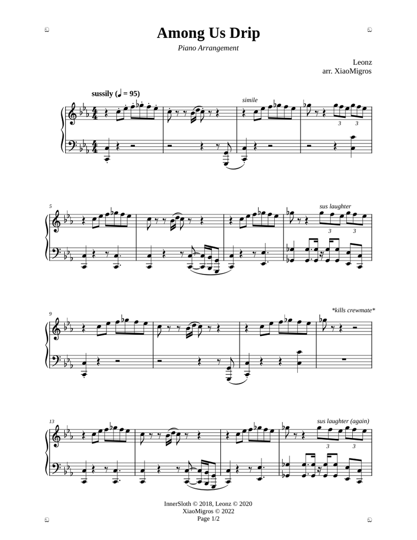 Among Us Drip | Piano Arrangement Sheet music for Piano (Solo