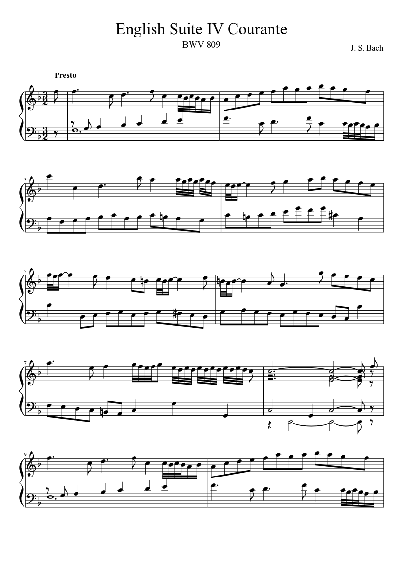 English Suite No.4 in F major BWV 809