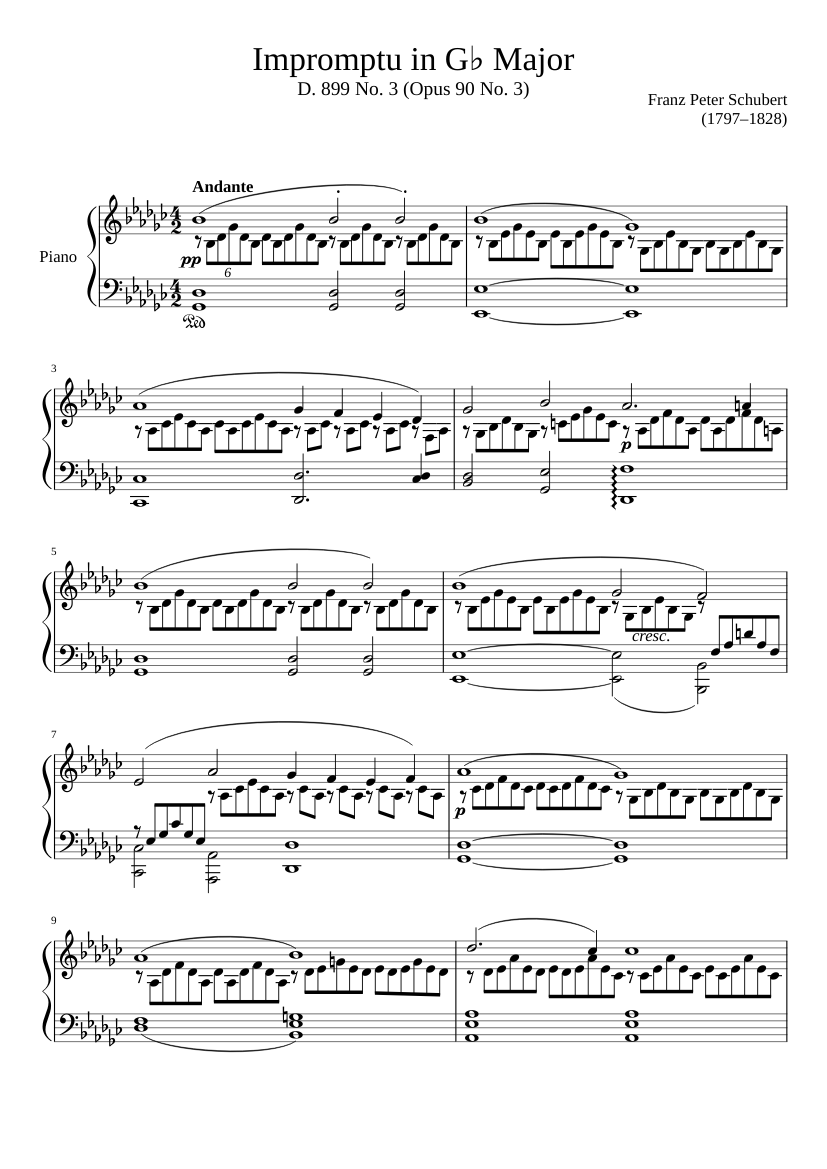 Op. 90 Impromptus: D.899 D.946 D.935 Sheet music for piano Op. 142 