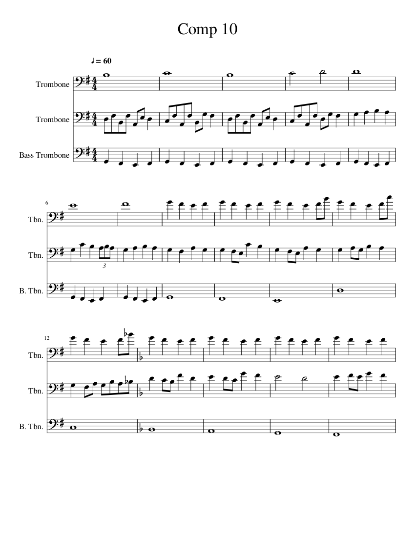 Comp 10 Sheet music for Trombone, Trombone bass (Mixed Trio ...