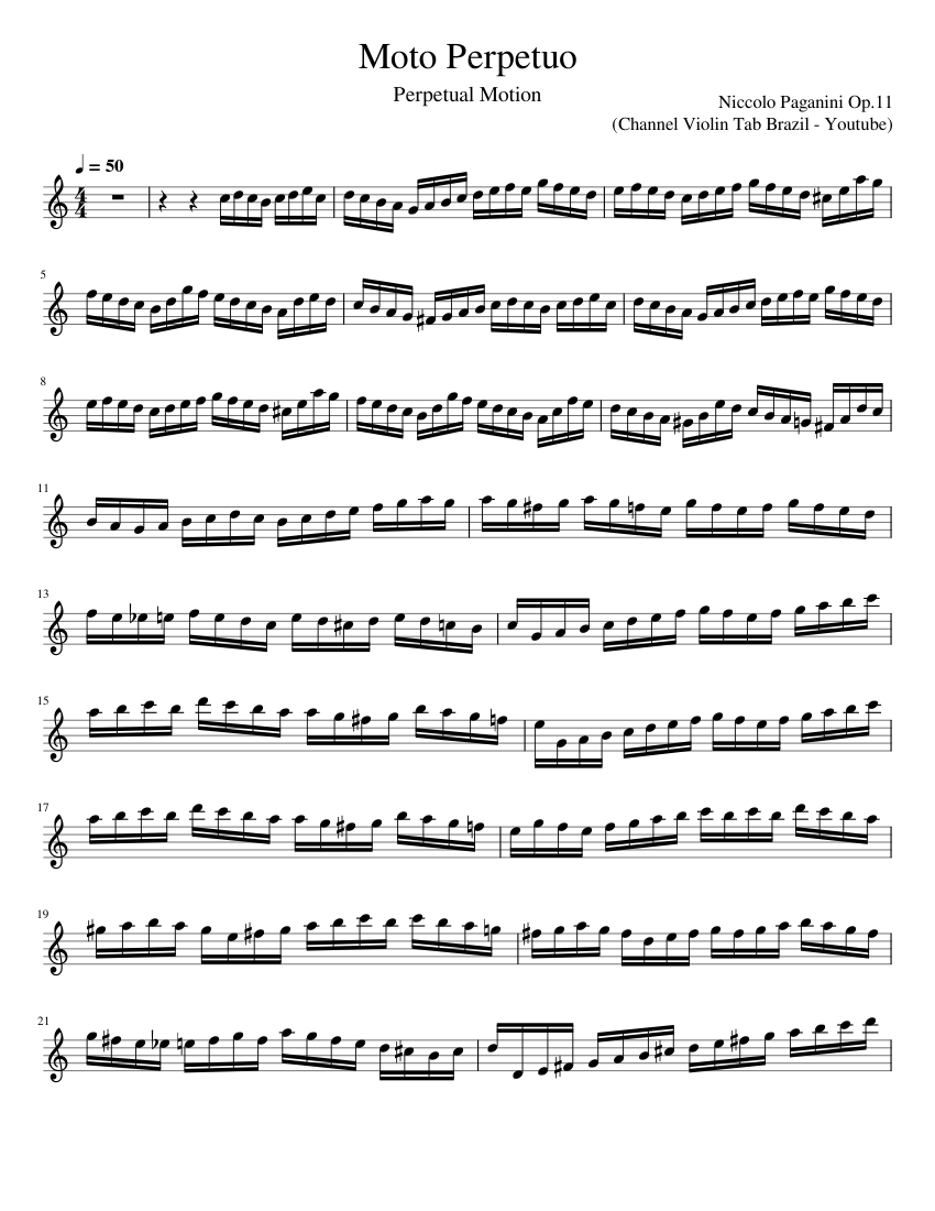 Moto perpetuo, Op.11 – Niccolò Paganini (Channel Violin Tab Brazil -  ) Sheet music for Violin (Solo)