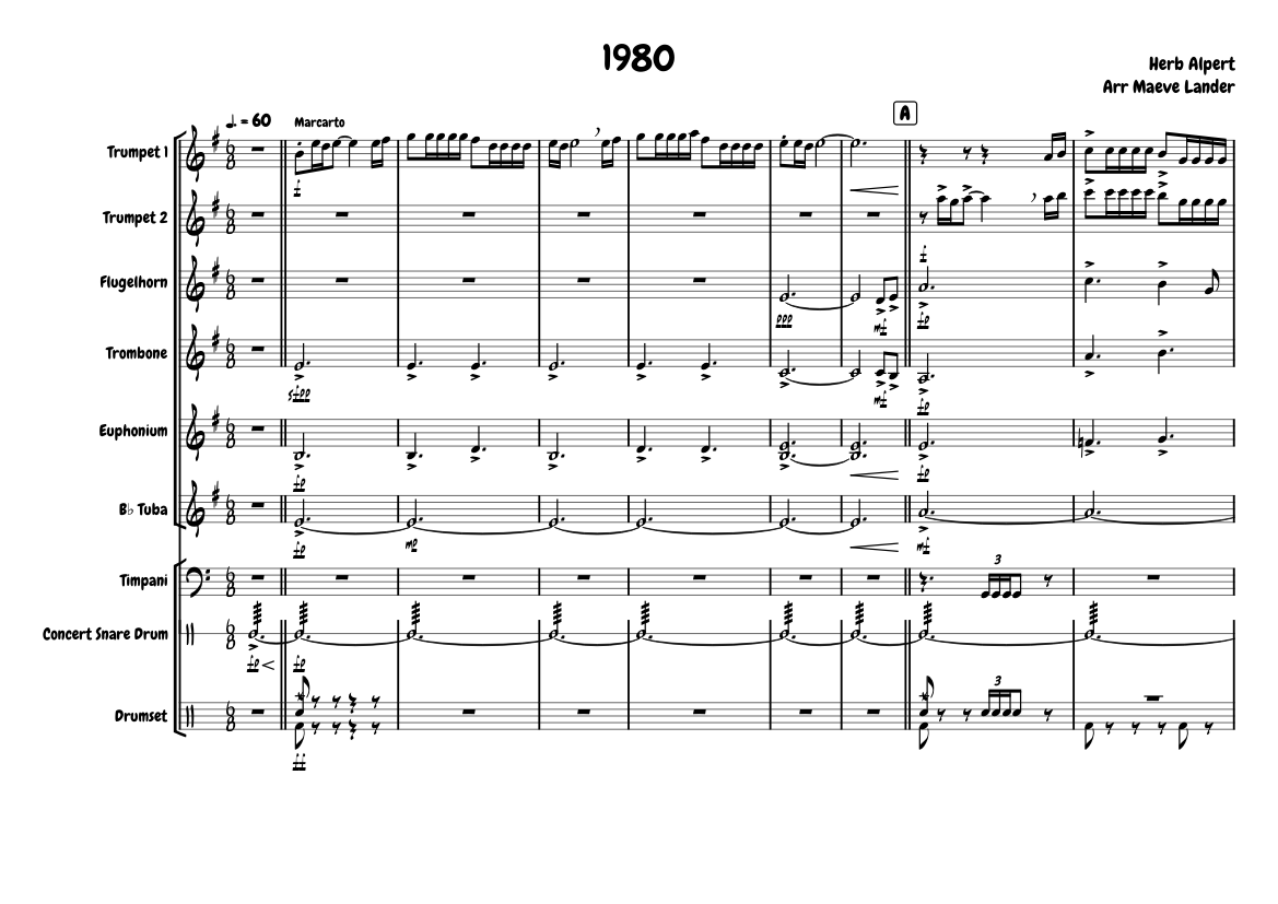 1980 (Herb Alpert) Brass Ensemble Sheet music for Trombone, Euphonium