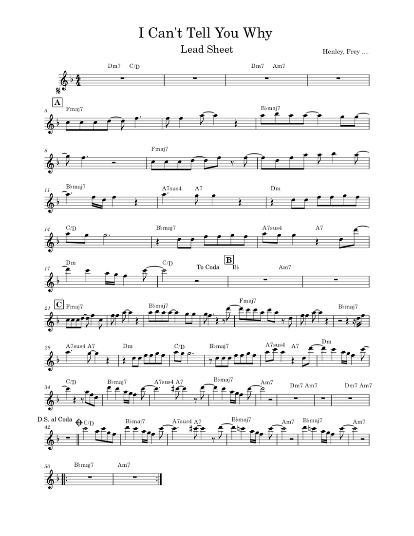 I Can't Tell You Why Sheet Music For Piano (Solo) Easy | Musescore.com