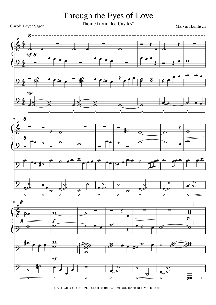 Through the Eyes of Love Sheet Music for Piano (Solo) easy