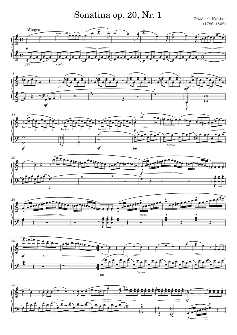 Piano Sonatina in C major Op.20 No.1