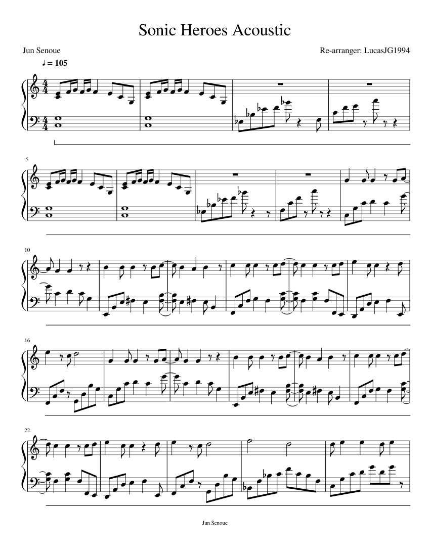 Sonic Heroes Acoustic Theme Sheet music for Piano (Solo) Easy |  Musescore.com
