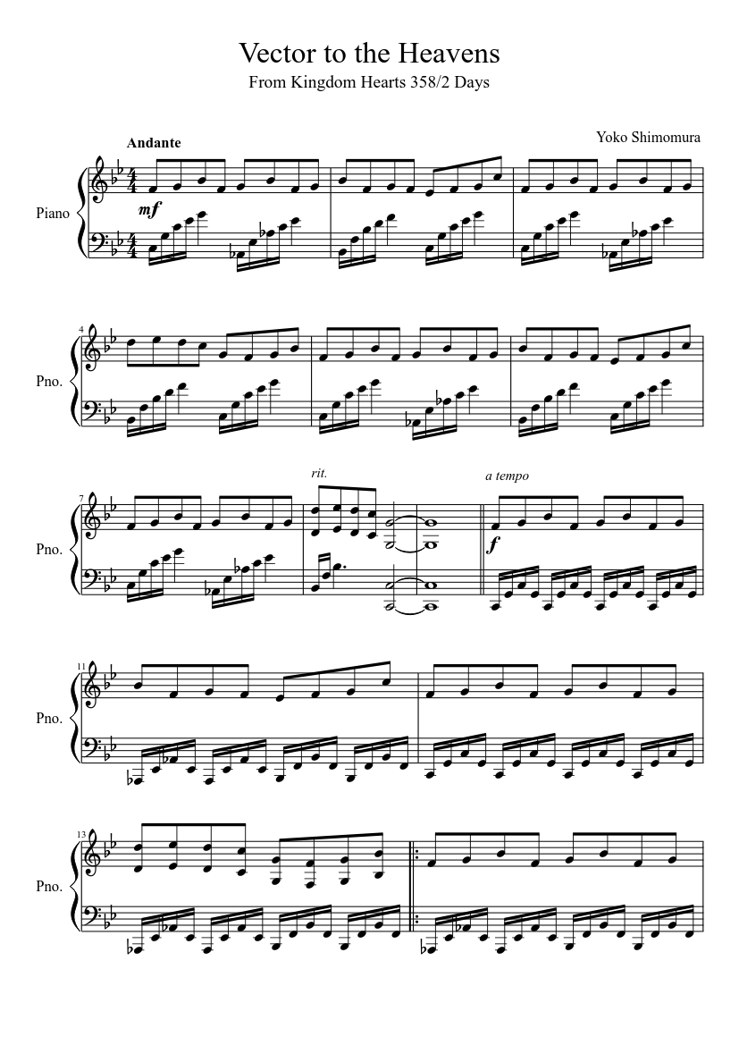 Vector to the Heavens Sheet music for Piano (Solo) | Musescore.com