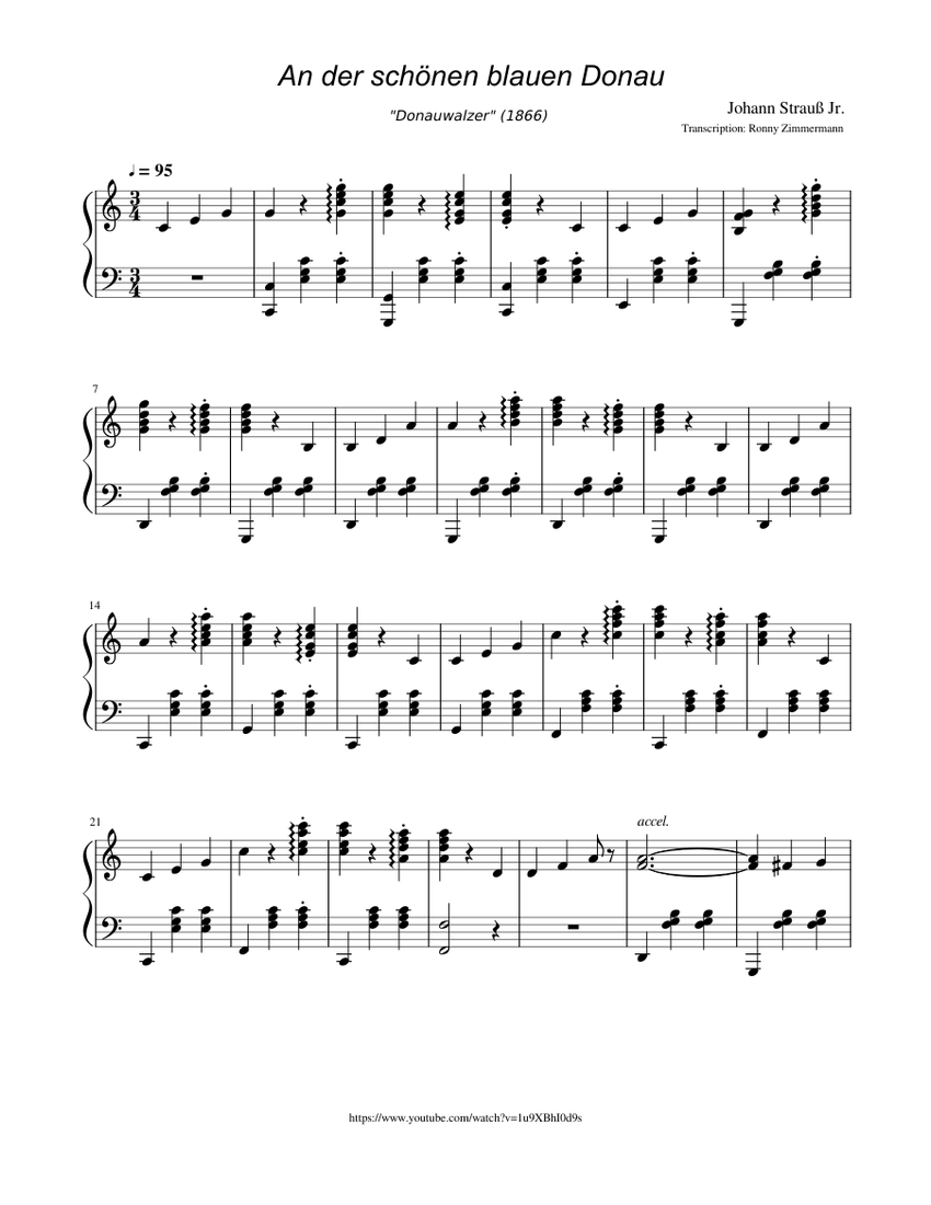 Johann Strauß Jr. - An der schönen blauen Donau Sheet music for Piano  (Solo) | Musescore.com