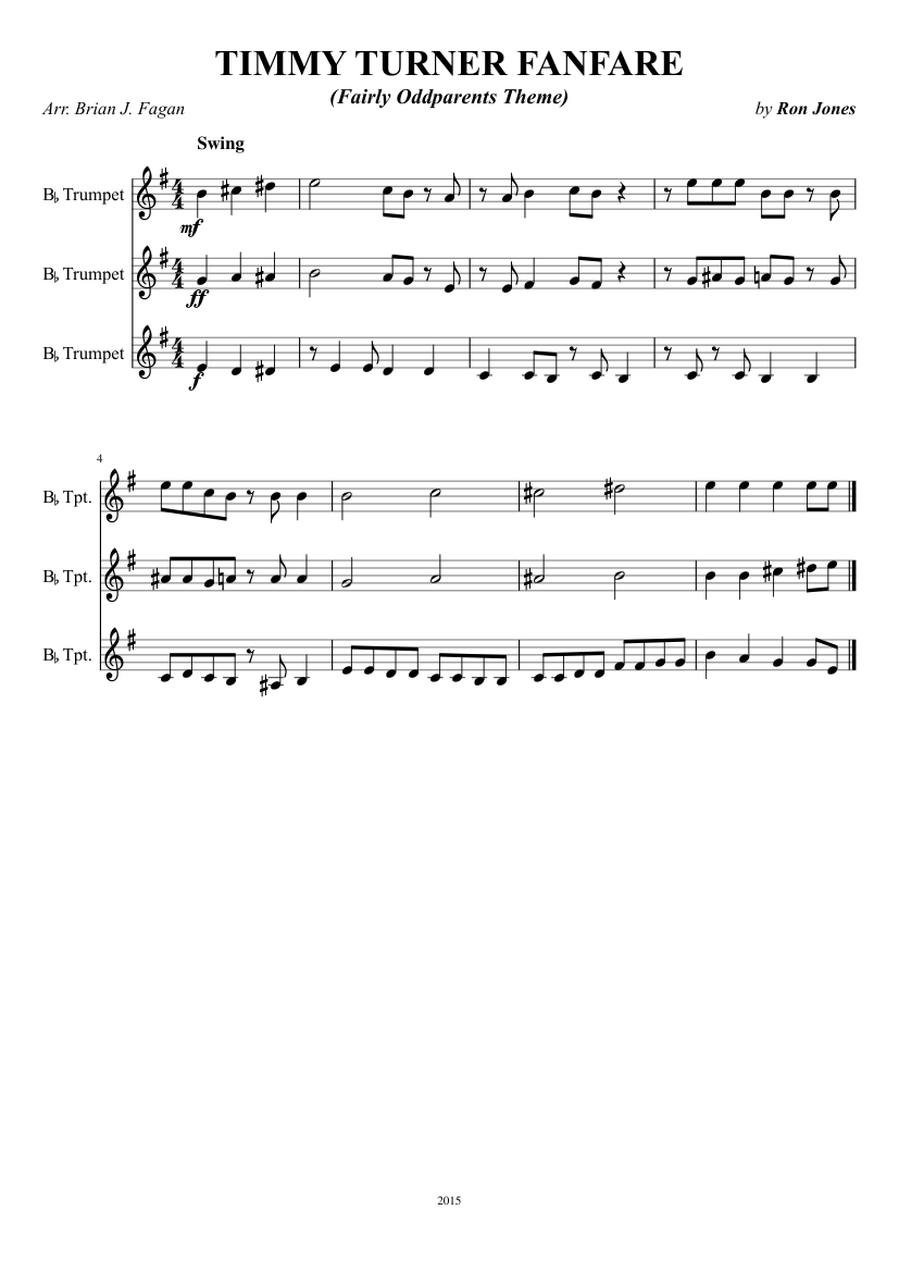 Trumpet Trio: Timmy Turner - Mini Fanfare (Fairly Oddparents) Sheet music  for Cornet (Mixed Trio) | Musescore.com